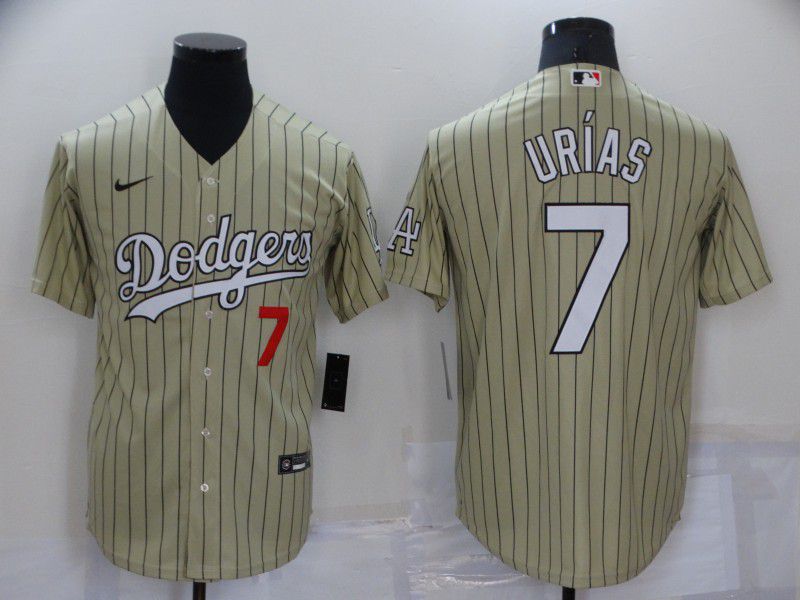 Men Los Angeles Dodgers 7 Urias green Stripe Game Nike 2022 MLB Jersey